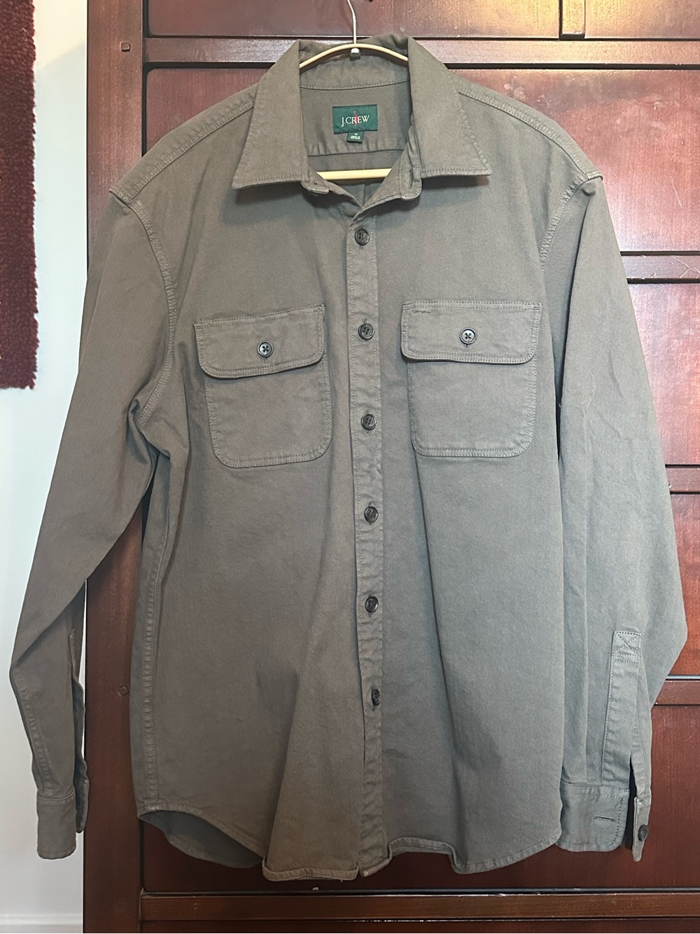 J. Crew Olive Brown Garment Dyed Overshirt Men’s Size Medium